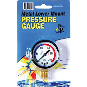 Pressure Gauge, lower mount (side mount), metal. - PGML